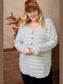 Plus Size Women Brushed Hacci Two Tone Stripe Long Sleeve Top nicholesgifts