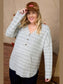 Plus Size Women Brushed Hacci Two Tone Stripe Long Sleeve Top nicholesgifts