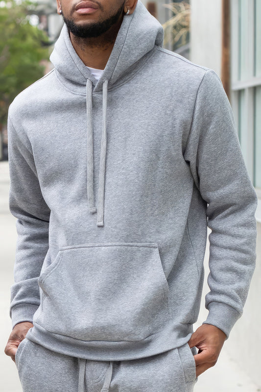 NicholesGifts Men Silver Fleece Pullover Hoodie NicholesGifts