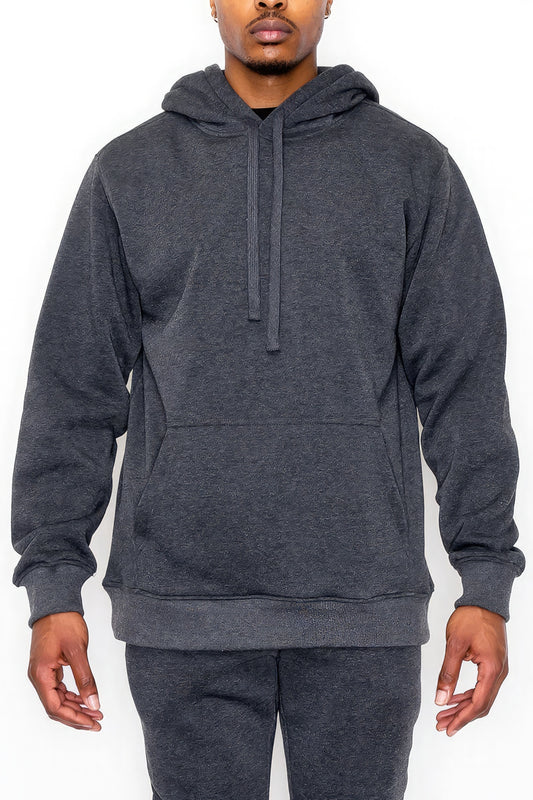 NicholesGifts Men Gray Colored Fleece Pullover Hoodie NicholesGifts