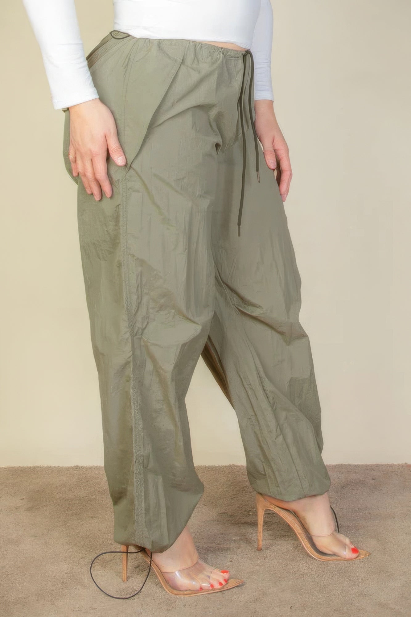 Plus Size Drawstring Waist Parachute Pants - NicholesGifts