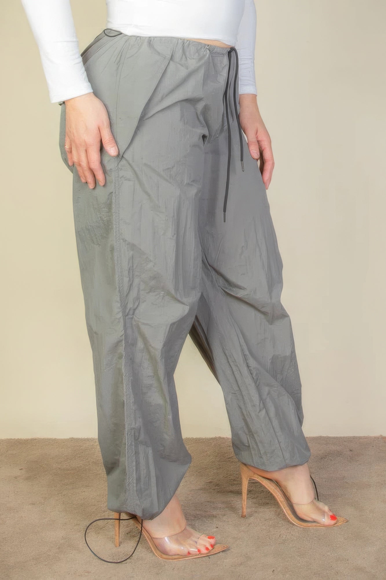 Plus Size Drawstring Waist Parachute Pants - NicholesGifts