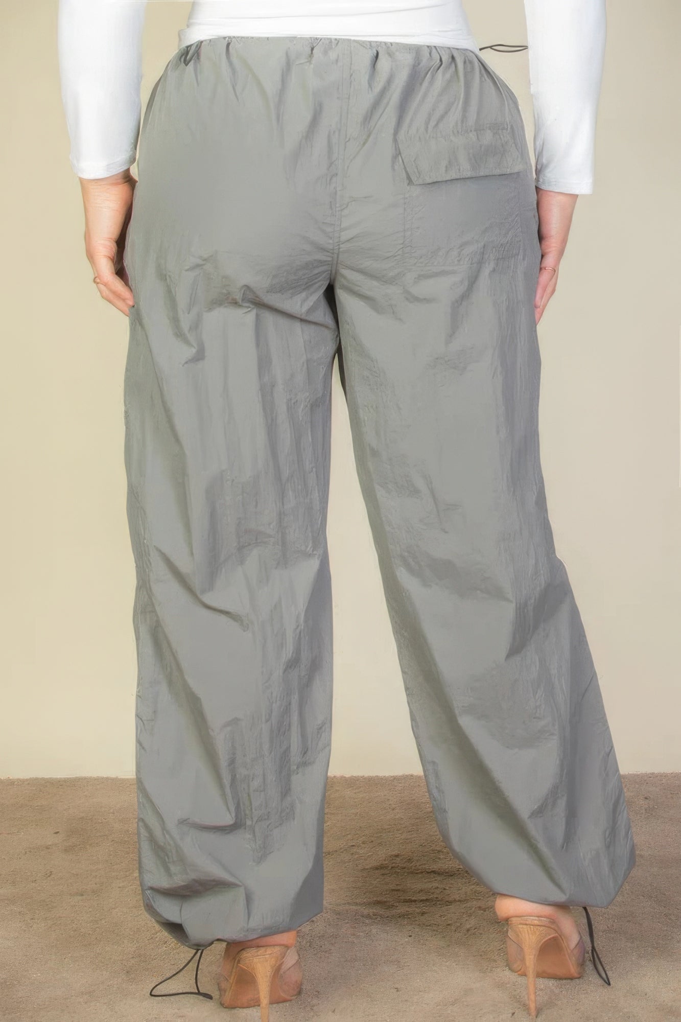 Plus Size Drawstring Waist Parachute Pants - NicholesGifts