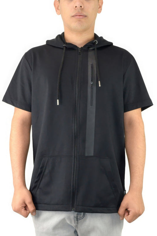 Men's Casual Short Sleeve Zip-up Hoodie Tops nicholesgifts