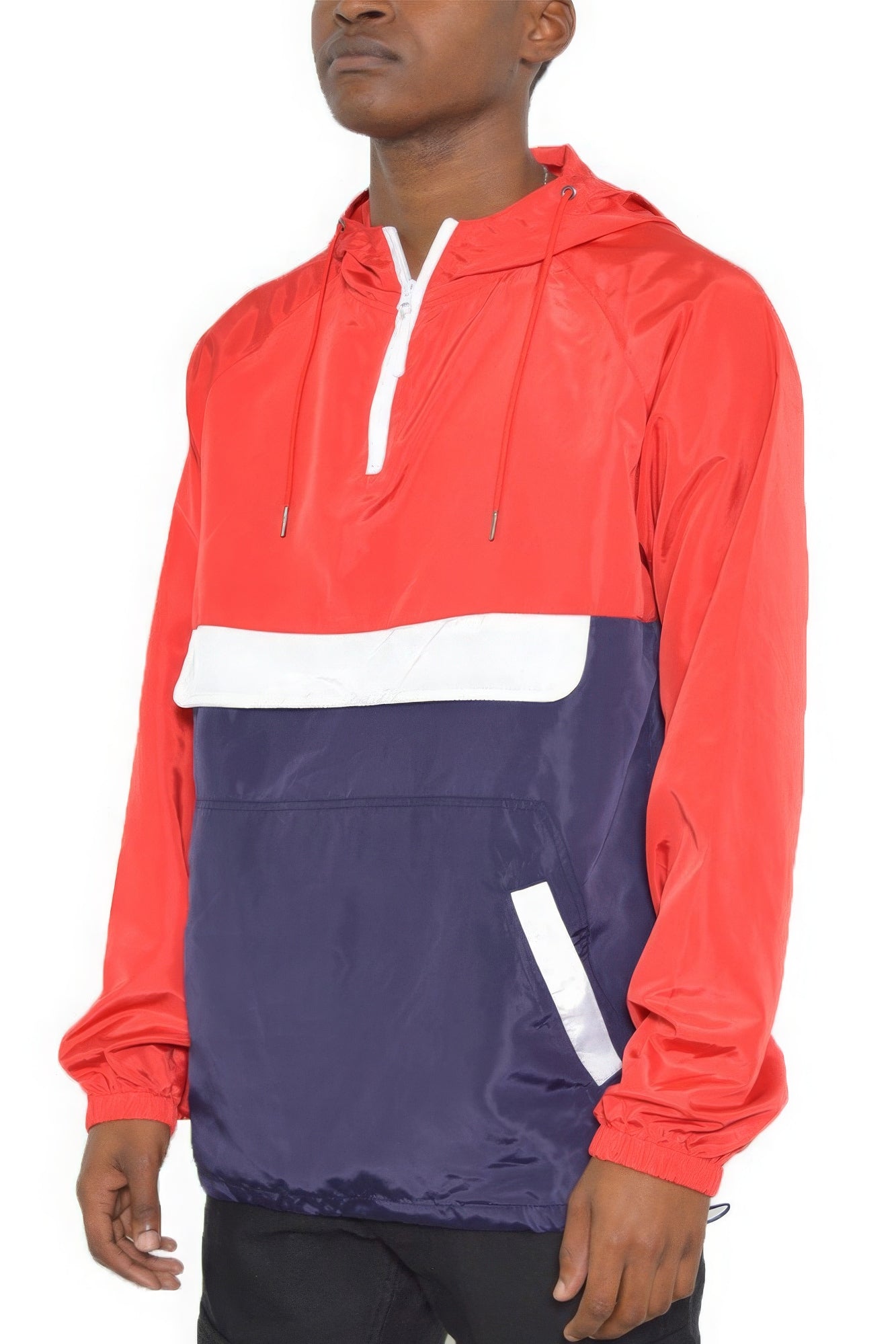 Men Color Block Anorak Jacket Pullover Windbreaker nicholesgifts