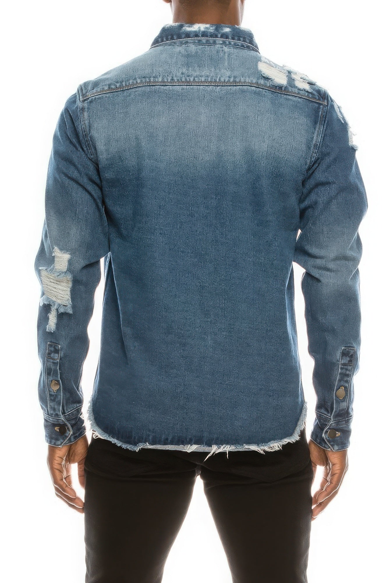 Men's Ripped Denim Overshirt nicholesgifts