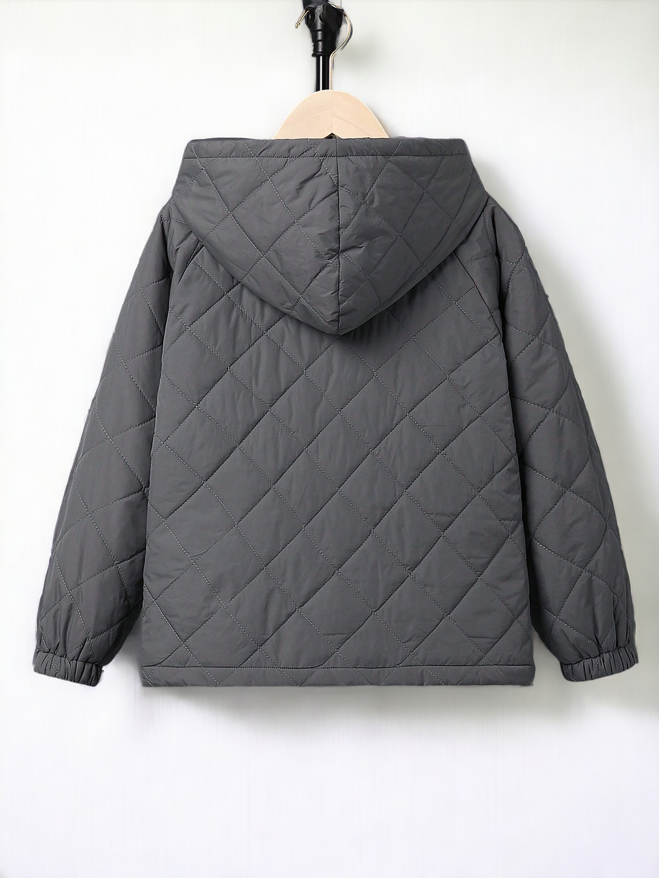 Boys Letter Patched Detail Flap Pocket Hooded Quilted Coat