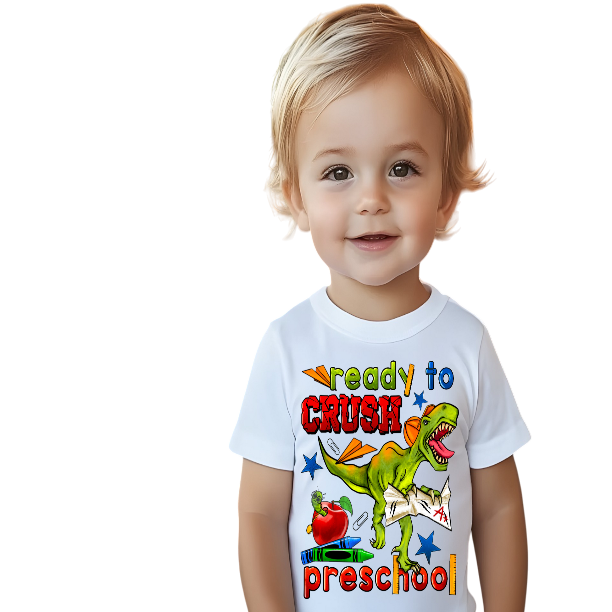 NicholesGifts Toddler Boys Dinosaur Ready To crush Preschool Short Sleeve Premium T-Shirt NicholesGifts