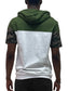 Men Camouflage And Solid Design Block Hooded Shirt nicholesgifts