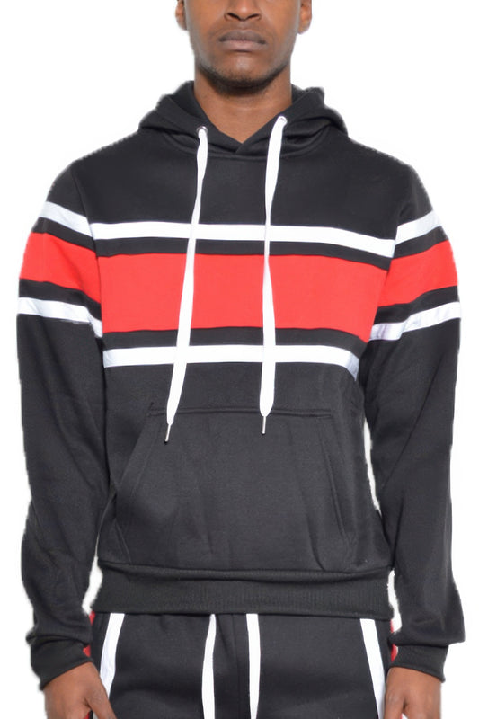 NicholesGifts Men Solid With Three Stripe Pullover Hoodie NicholesGifts