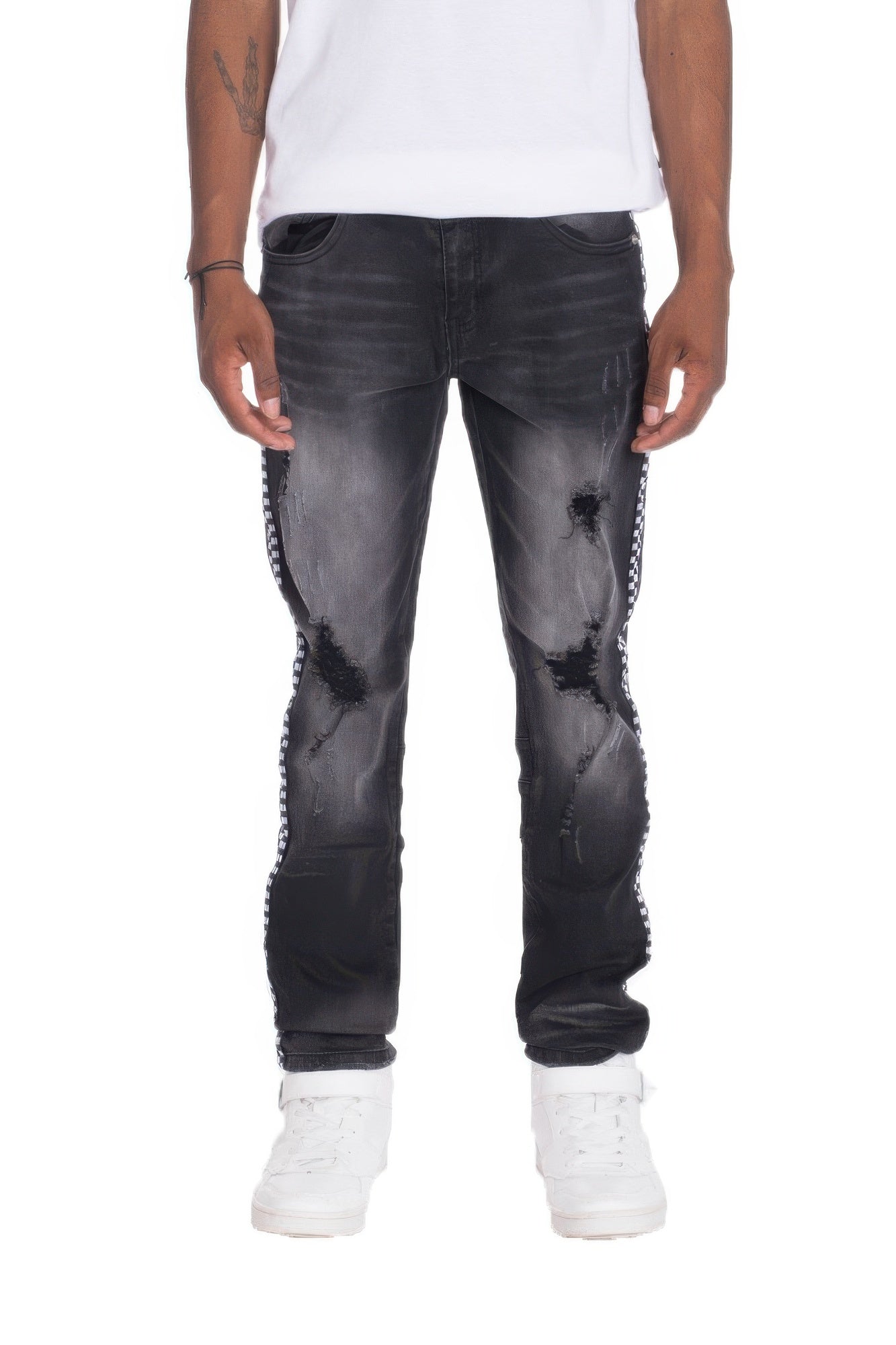 Distressed Denim Checkered Tape NicholesGifts