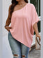 Plus Size Women One Shoulder Solid Casual Loose Fit Shirt nicholesgifts