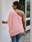 Plus Size Women One Shoulder Solid Casual Loose Fit Shirt nicholesgifts
