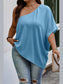 Plus Size Women One Shoulder Solid Casual Loose Fit Shirt nicholesgifts