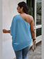 Plus Size Women One Shoulder Solid Casual Loose Fit Shirt nicholesgifts