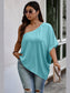 Plus Size Women One Shoulder Solid Casual Loose Fit Shirt nicholesgifts