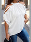 Plus Size Women Halter Open Shoulder Bat Sleeves Loose Top nicholesgifts