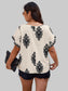 Plus Size Women Printed Ruffle Hem Wide Round Neck Blouse nicholesgifts