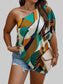 Plus Size Women One Shoulder Asymmetrical Hem Blouse nicholesgifts
