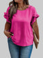 Plus Size Round Neck Ruffle Solid Loose Shirt nicholesgifts