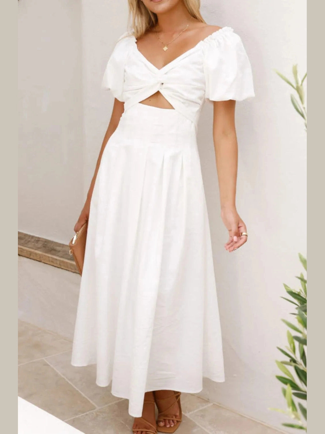 Sweetheart Neck Puff Sleeve Dress NicholesGifts