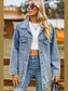 Buttoned Collared Neck Denim Jacket with Pockets nicholesgifts