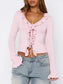 Women Ruffled Tie Front Flare Sleeve Shirt nicholesgifts