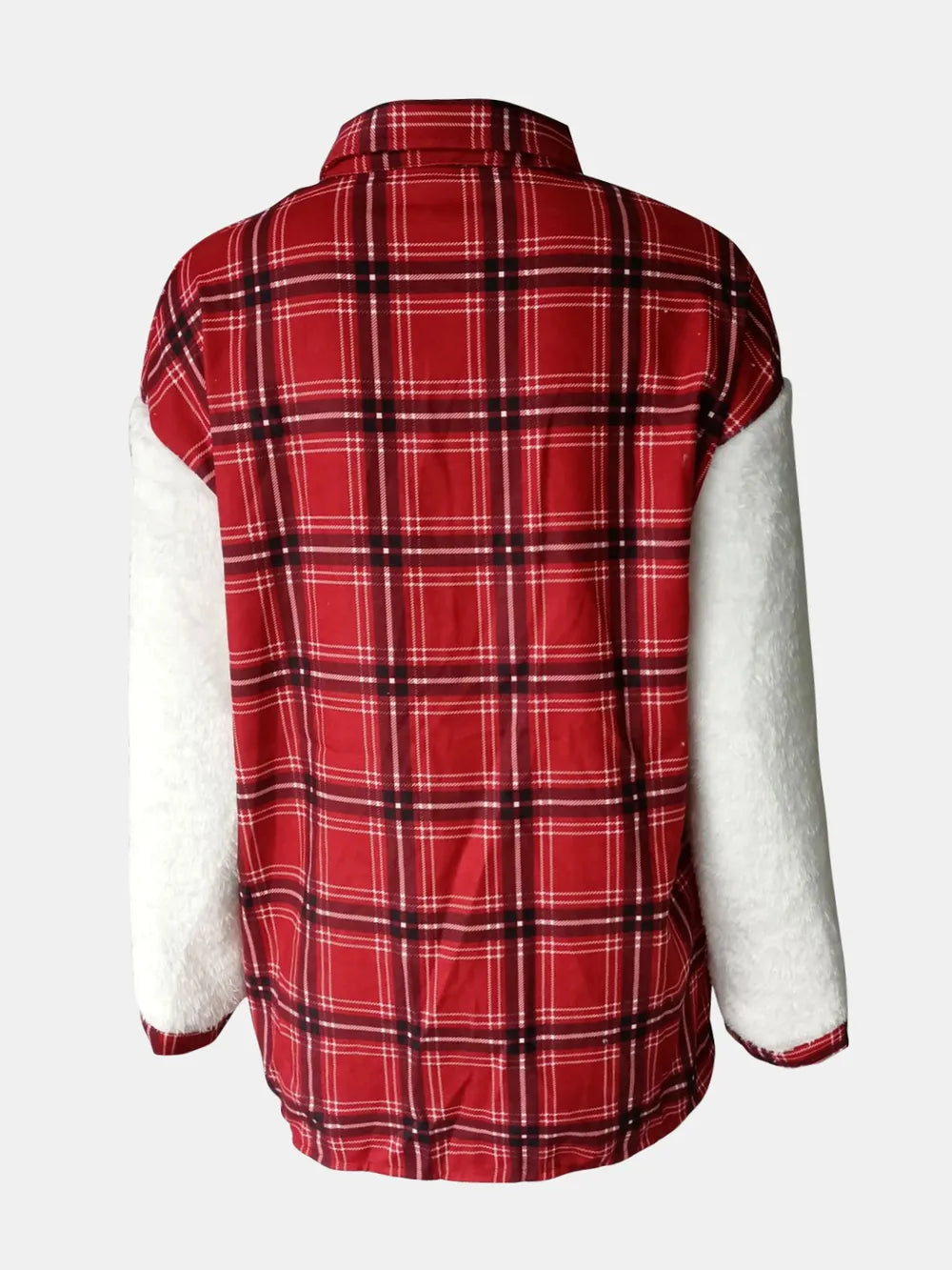 Fuzzy Button Up Long Sleeve Jacket nicholesgifts