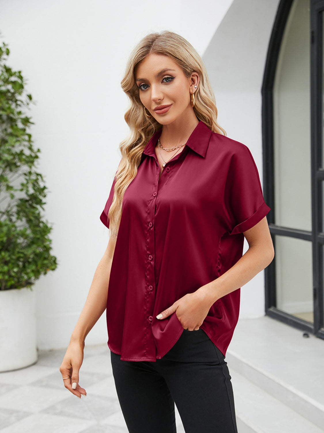 Button Up Short Sleeve Shirt nicholesgifts