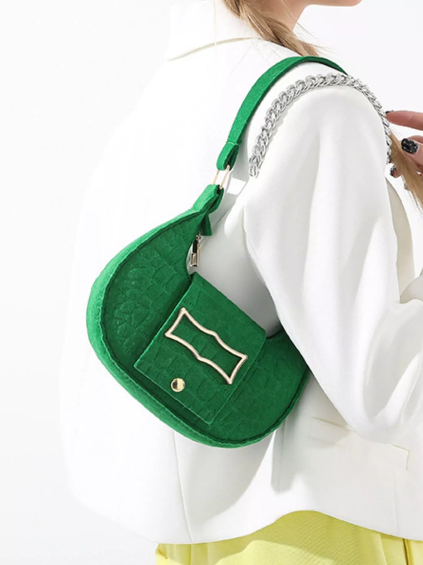 Crocodile Embossed Flap Shoulder Bag nicholesgifts