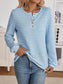 Striped Button Detail Long Sleeve Top nicholesgifts