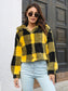 Women Plaid Dropped Shoulder Buttoned Jacket nicholesgifts