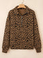 Leopard Print Quarter Zip Sweatshirt Trendsi