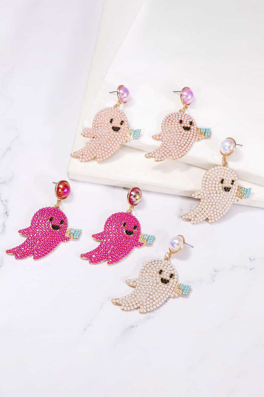 Women Ghost Shape Synthetic Pearl Dangle Earrings NicholesGifts