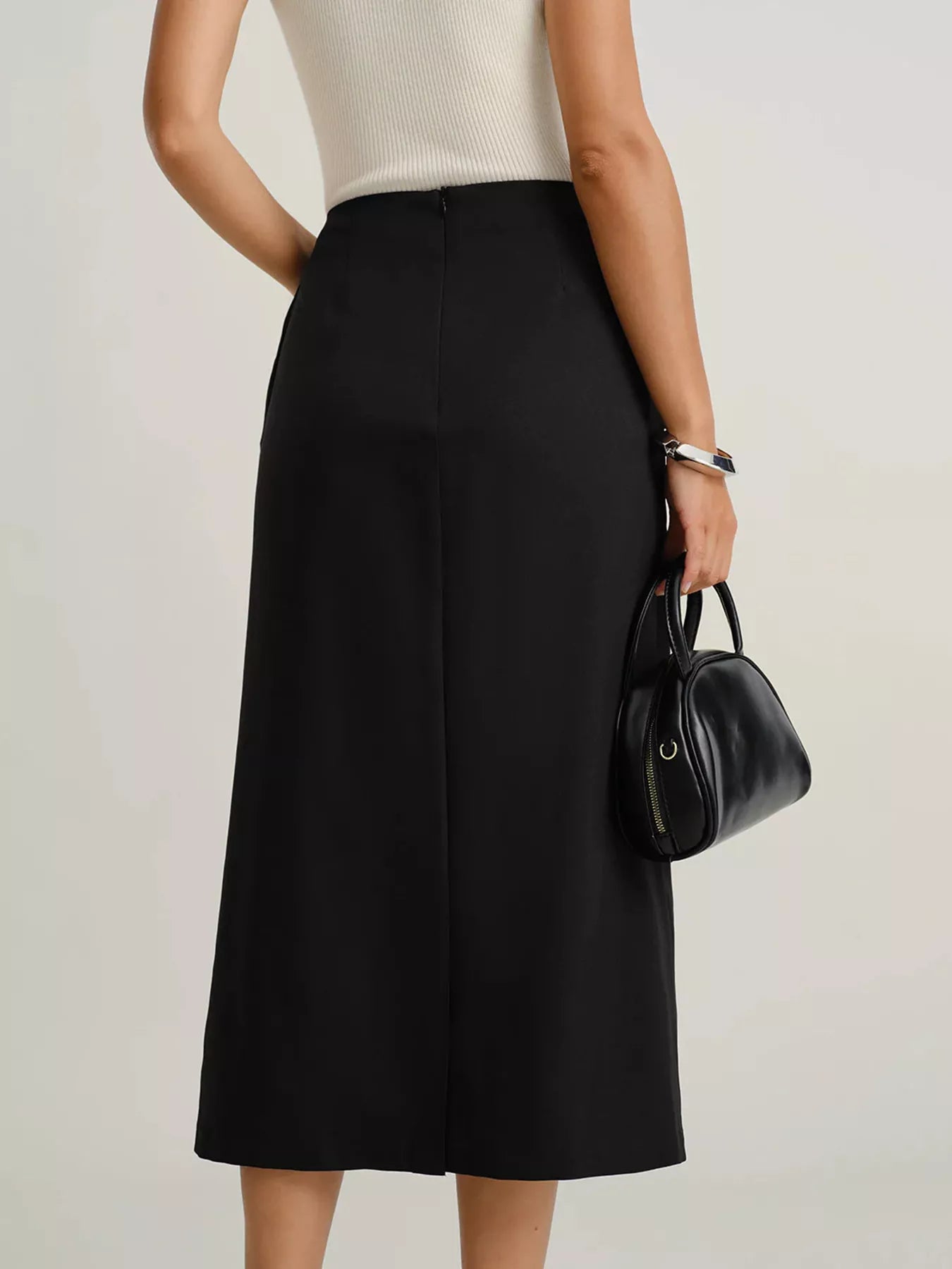 Women Button-Front Pocketed Midi Skirt nicholesgifts