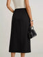Women Button-Front Pocketed Midi Skirt nicholesgifts