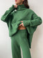 Slit Turtleneck Long Sleeve Top and Pants Sweater Set nicholesgifts