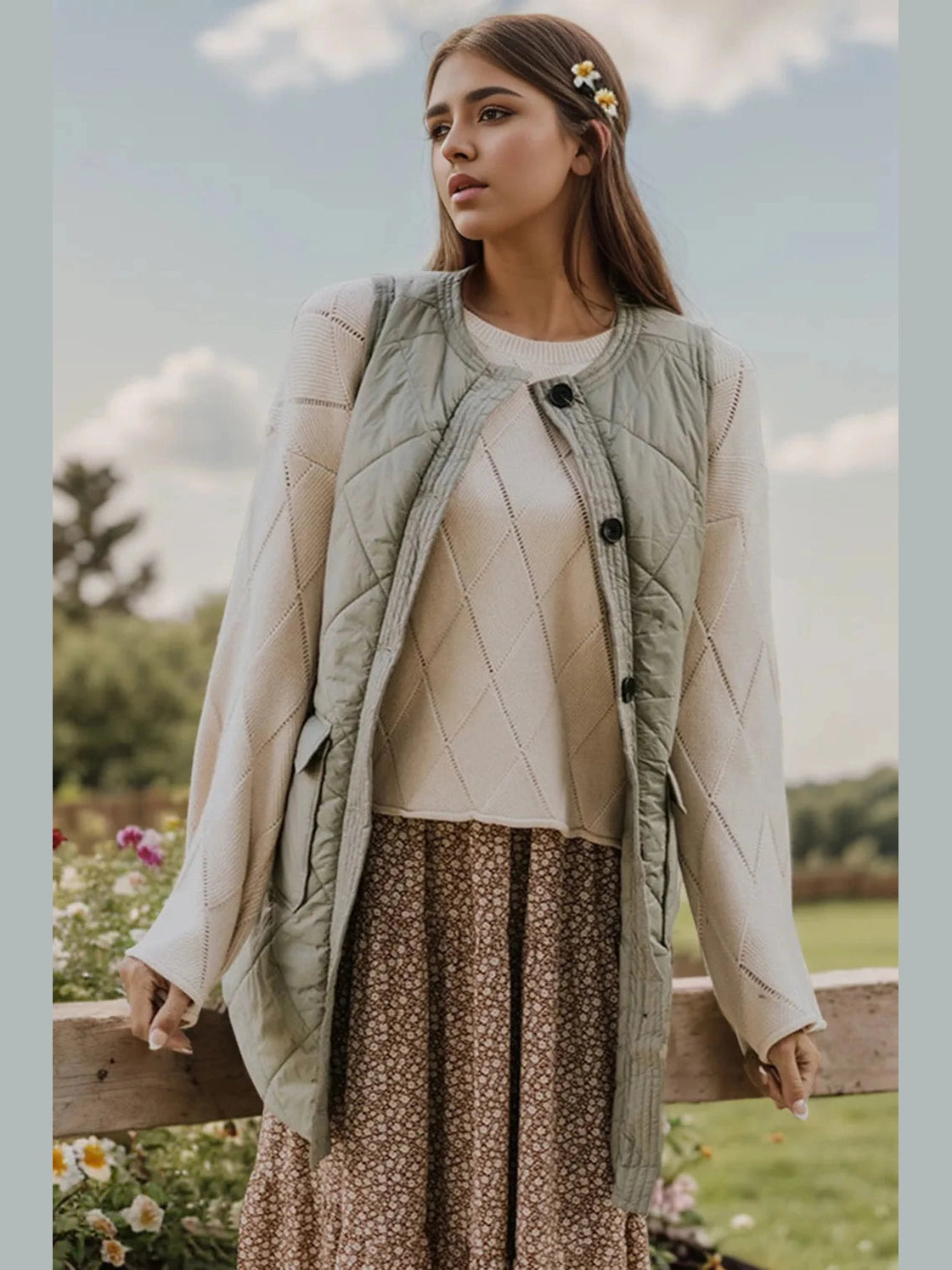 Button Up Pocketed Vest Coat nicholesgifts