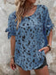 Women Tied Printed Boat Neck Blouse nicholesgifts