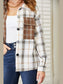 Double Take Plaid Contrast Button Up Shirt Jacket nicholesgifts