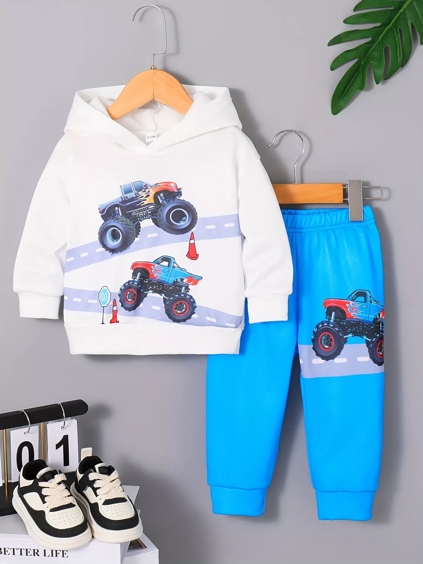 Children's Cartoon Truck Graphic Hoodie & Pants Set NicholesGifts