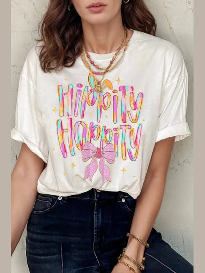 HIPPITY HOPPITY Round Neck Short Sleeve T-Shirt nicholesgifts