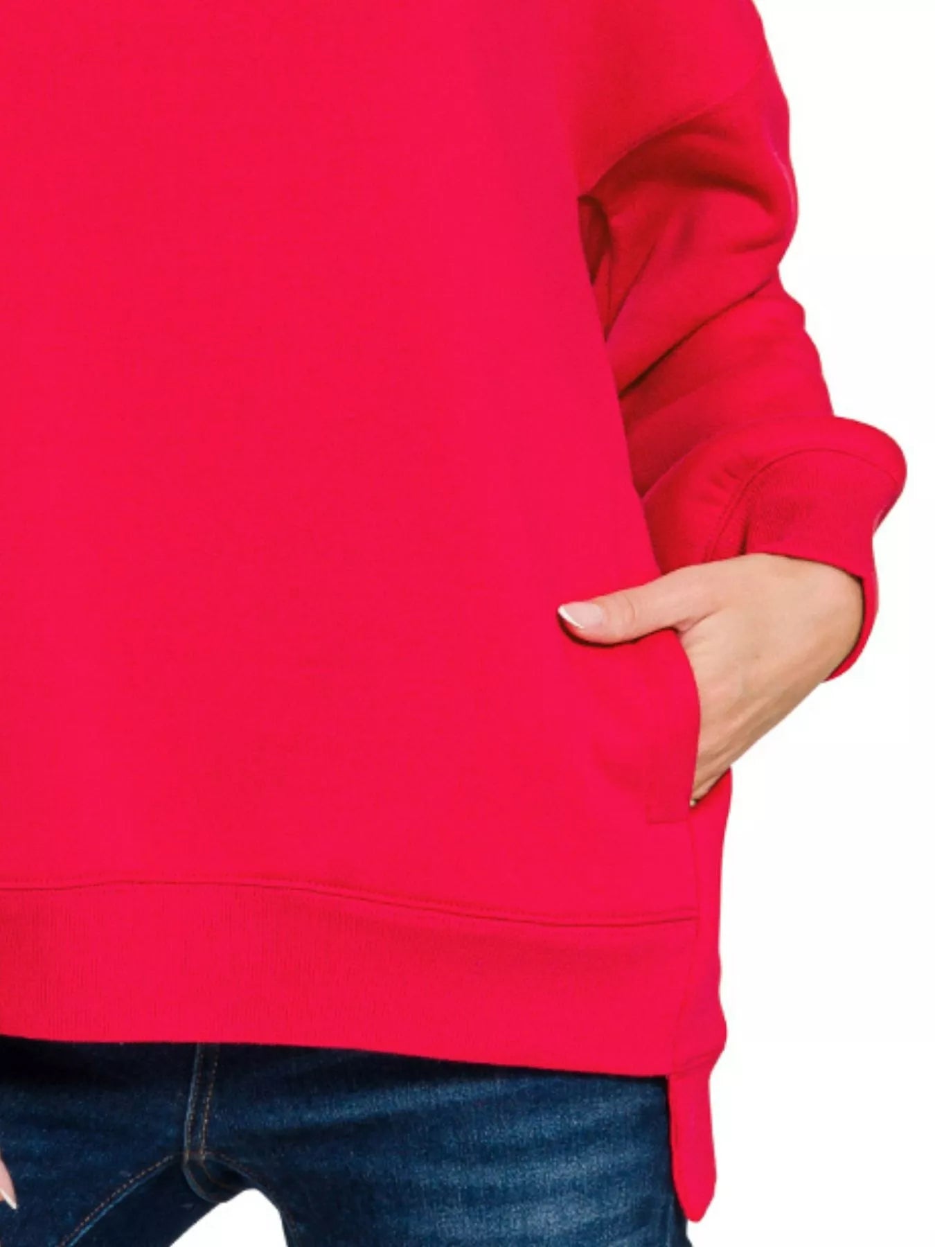 Zenana Full Size Fleece Hi-low Boyfriend Sweatshirts with Pockets Plus Size nicholesgifts