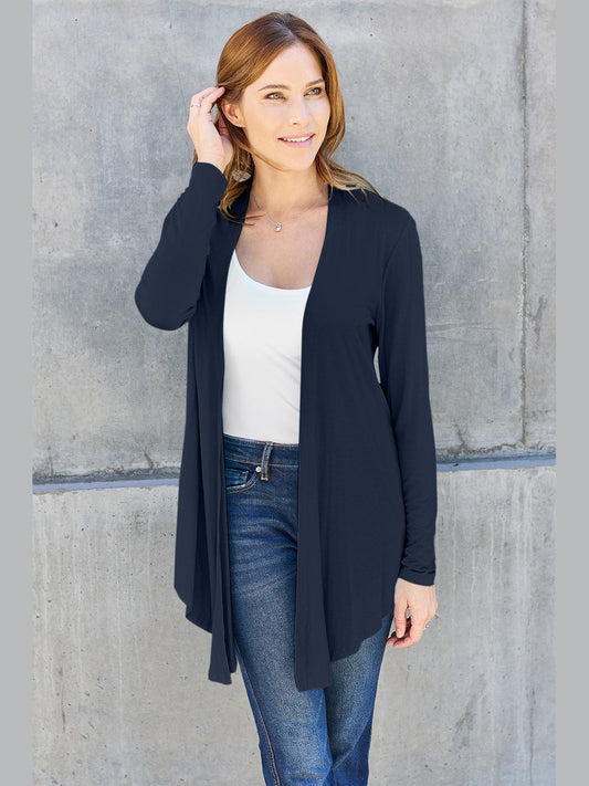 NicholesGifts Women Basic Bae Full Size Open Front Long Sleeve Cardigan NicholesGifts
