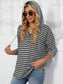 Women Drawstring Striped Long Sleeve Hoodie nicholesgifts