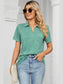 Women Johnny Collar Short Sleeve Blouse nicholesgifts