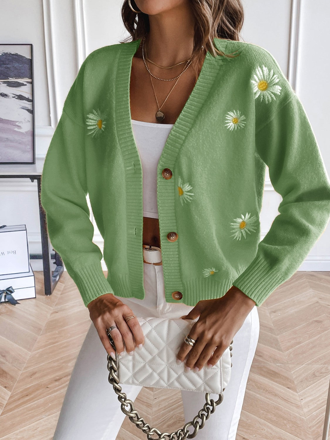 Floral Button Up Cardigan nicholesgifts