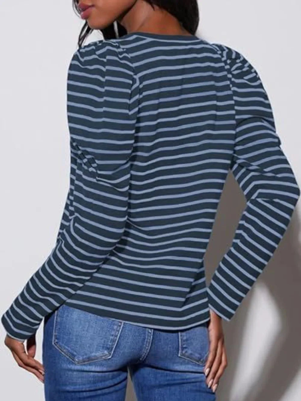 Striped Round Neck Long Sleeve T-Shirt NicholesGifts