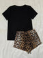 Leopard Lip Graphic Top and Shorts Lounge Set nicholesgifts