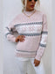 Women Snowflake Pattern Mock Neck Sweater nicholesgifts